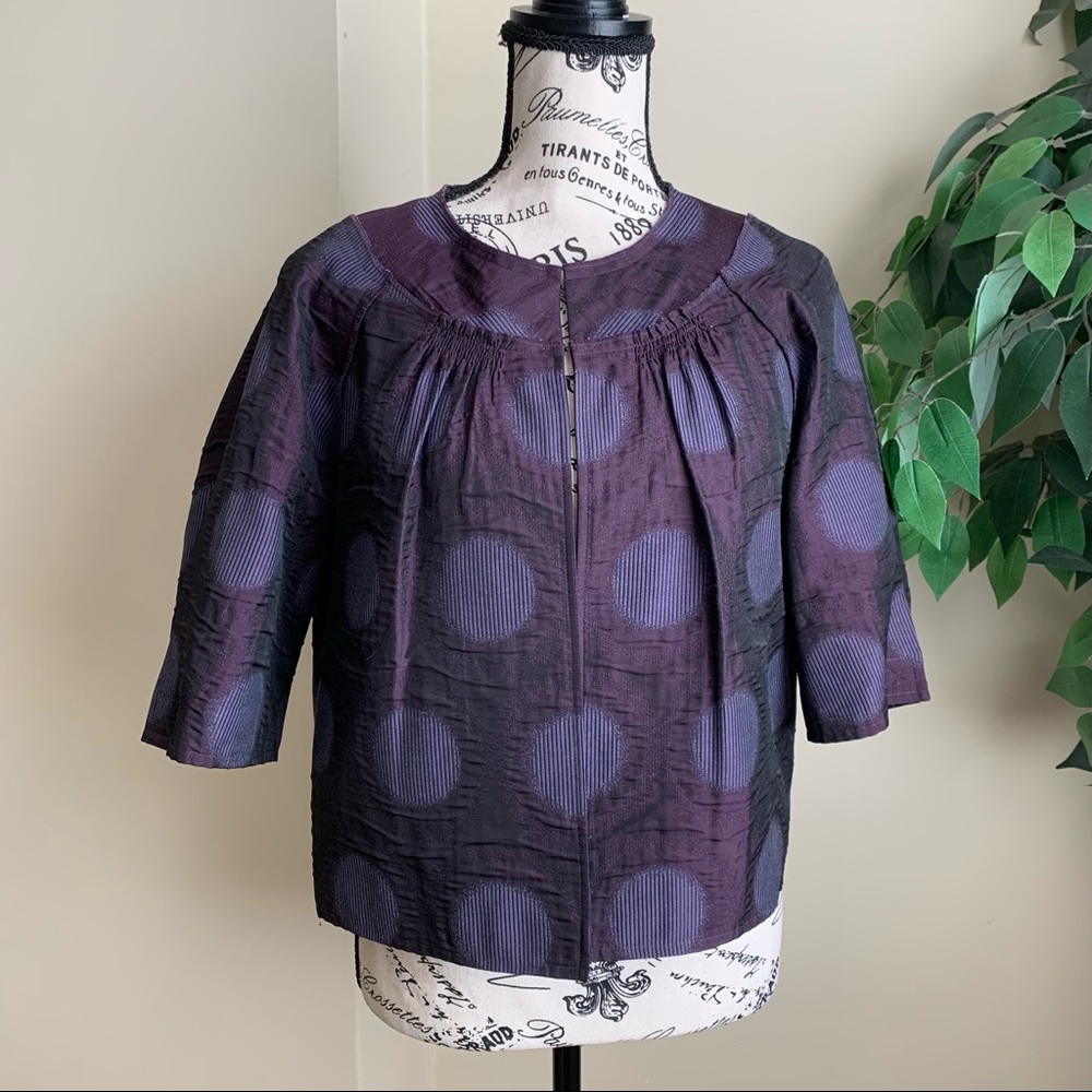 Vera Wang Lavender Label Polka-Dot Bolero Jacket Purple Sz 4